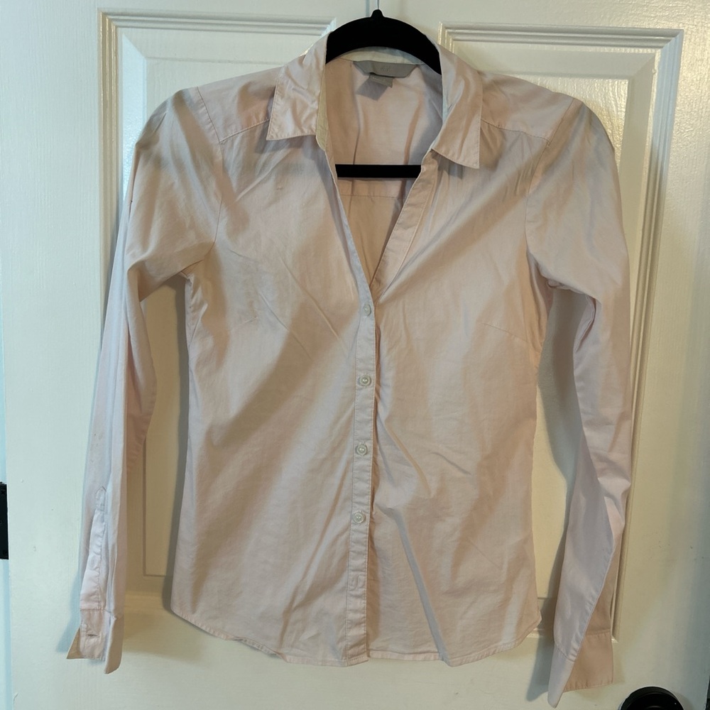 H&M Light Pink Button-Up Shirt size 0